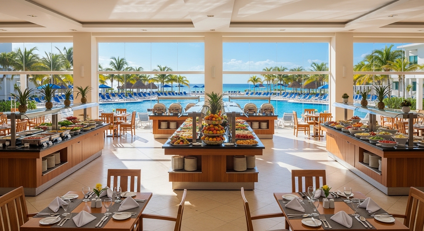 all inclusive resort buffet restaurant pool cancun