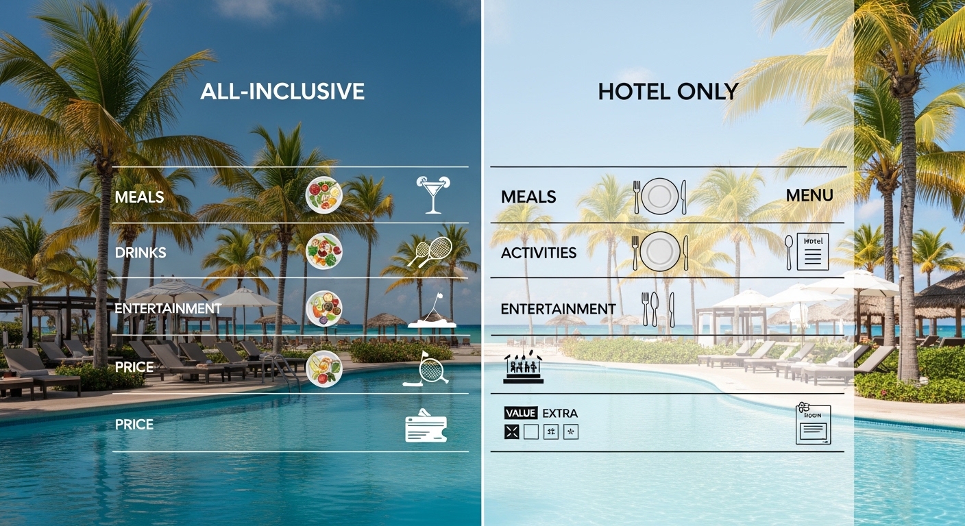 all inclusive vs hotel only comparison chart resort