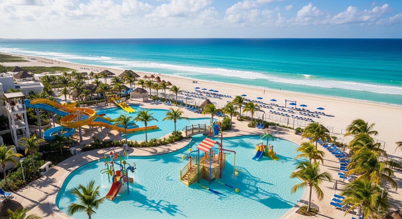 family vacation cancun kids pool beach waterpark